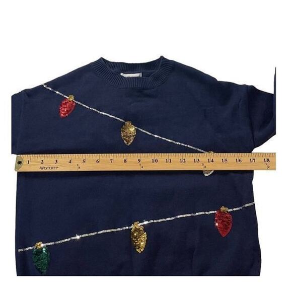 Harper Canyon Girls Navy Peacoat String Lights Sequin Sweater Size Small 7/8 - Picture 3 of 11